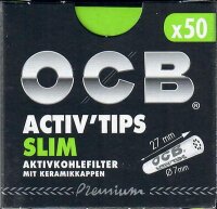OCB ActivTips Slim 7mm 50Stk Aktivkohlefilter