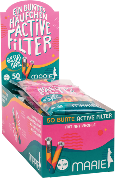 10x Marie Active Filter 6mm mit Aktivkohle "Bunter Haufen" 50 Stk